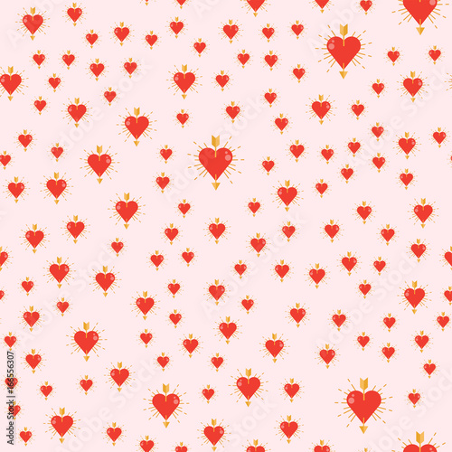Simple heart sharp vector seamless pattern color beautiful celebrate bright e...