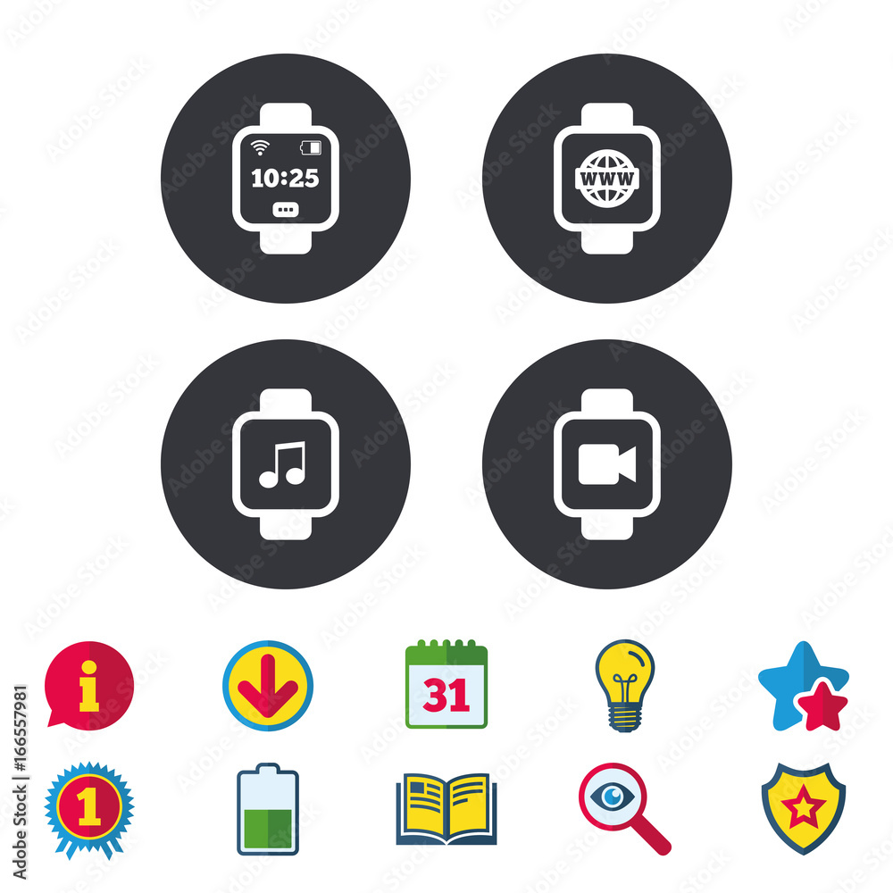 Smart watch icons. Wrist digital time clock. Smart watch icons. Wrist digital time clock.