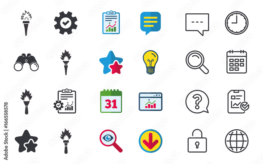 Torch flame icons. Fire flaming symbols. Torch flame icons. Fire flaming symbols.
