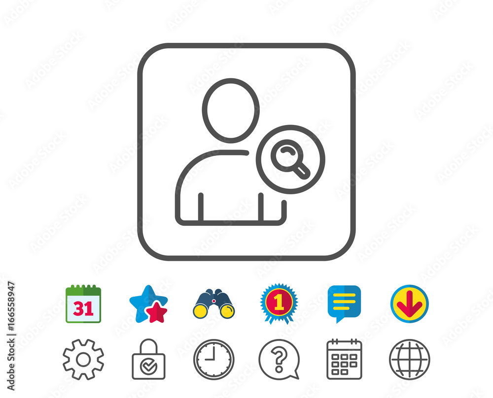 Search User line icon. Profile Avatar sign. Search User line icon. Profile Avatar sign.
