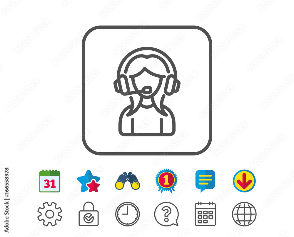 User Support line icon. Female Profile sign. User Support line icon. Female Profile sign.