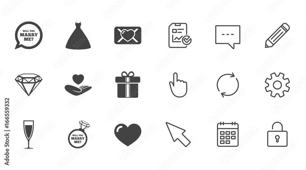 Wedding, engagement icons. Love oath letter. Wedding, engagement icons. Love oath letter.