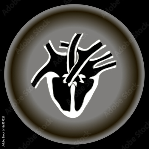 Icon Human heart anatomy on grey plate. 