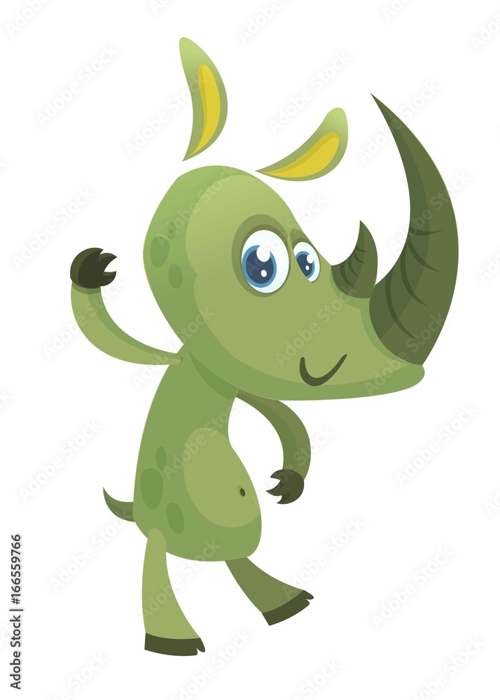 Cartoon rhino. Vector character rhino waving Cartoon rhino. Vector character rhino waving