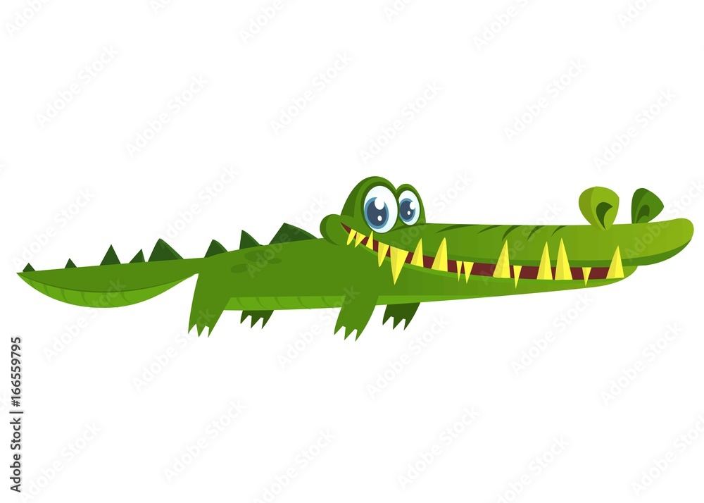 Obraz premium Cute crocodile. Vector character illustration isolated
