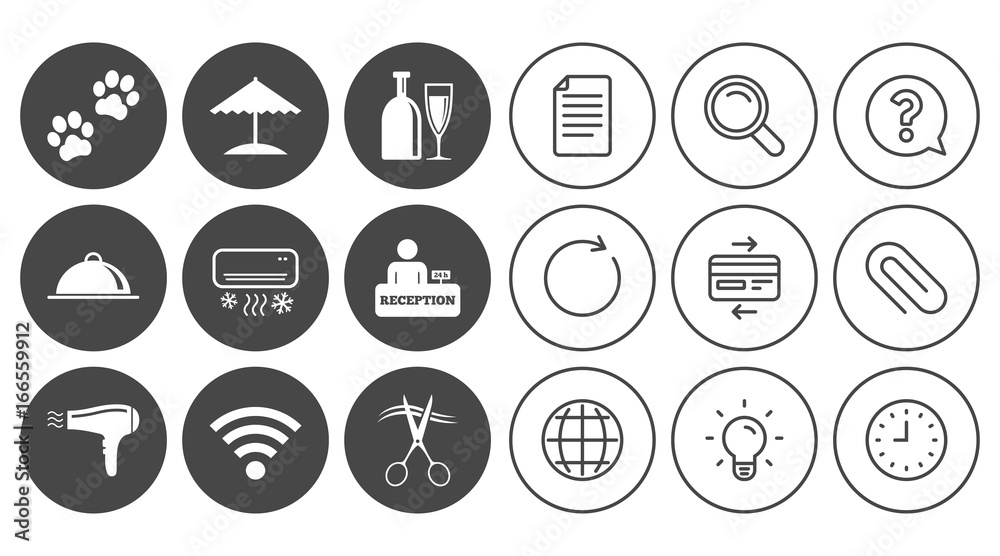 Hotel, apartment services icons. Wifi sign. Hotel, apartment services icons. Wifi sign.