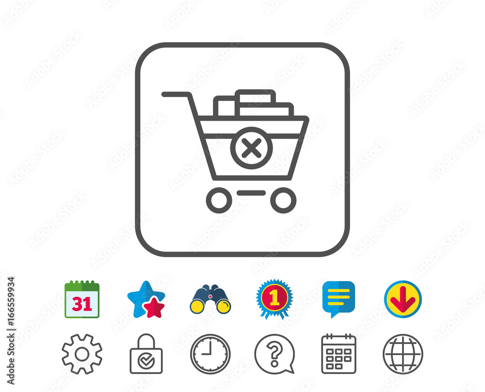 Remove Shopping cart line icon. Online buying. Remove Shopping cart line icon. Online buying.