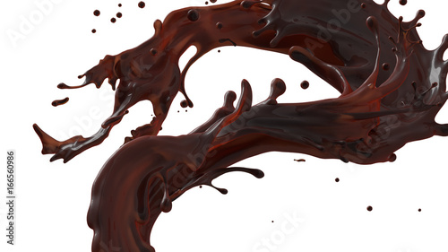 Brown liquid coffee splash isolated on white background