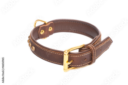 brown leather collar isolated over white background