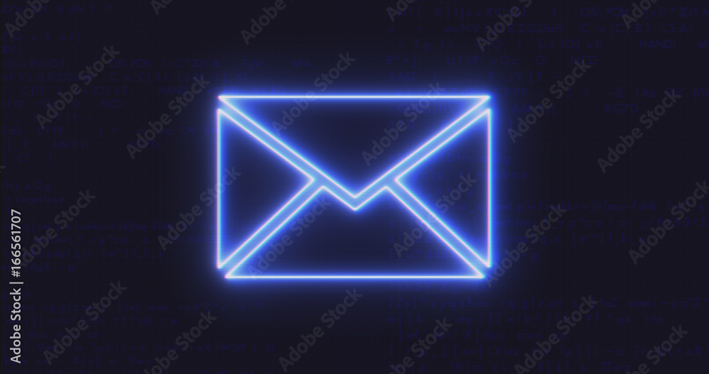 Fototapeta premium Futuristic Interface E-Mail Icon on Computer code running Background