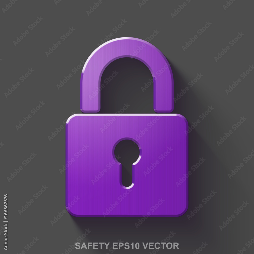 Flat metallic privacy 3D icon. Purple Glossy Metal Closed Padlock on Gray background. EPS 10, vector. Flat metallic privacy 3D icon. Purple Glossy Metal Closed Padlock on Gray background. EPS 10, vector.