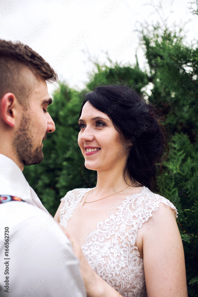 Portrait of a lovely couple looking at each other with affection Portrait of a lovely couple looking at each other with affection
