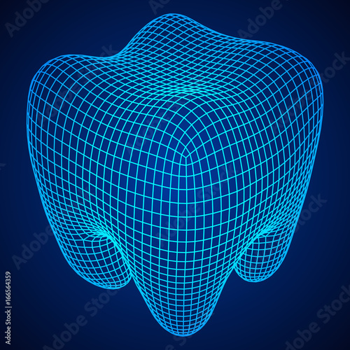 Tooth Wireframe Mesh. Connection Structure Vector Illustration. Dental medicine, health concept.