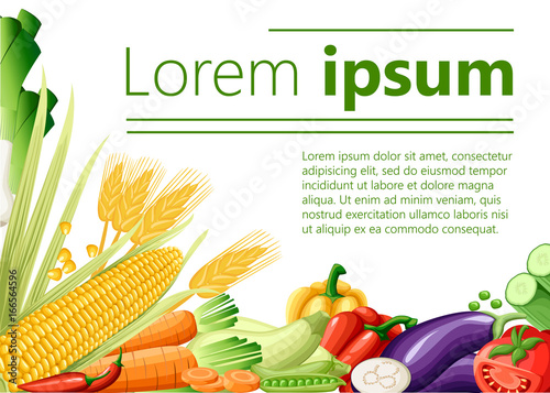 Colorful organic design concept with two collections of fresh vegetables and fruits in realistic style vector illustration Web site page and mobile app design Detailed vegetarian food sketch