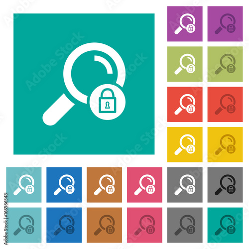 Search locked square flat multi colored icons