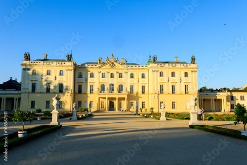 Baroque building of the Branicki Palace  an aristocratic residential complex of the Saxon period in setting sun  Bia  ystok  Poland