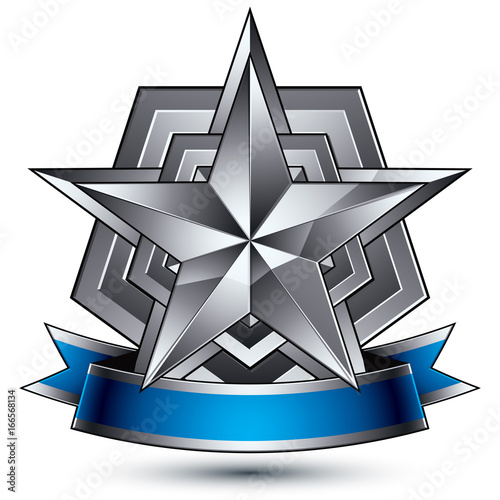 Heraldic 3d glossy blue and...