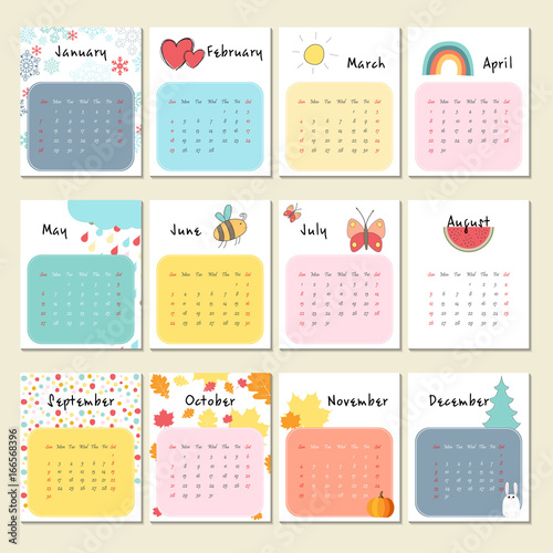 Unusual cute calendar for 2018