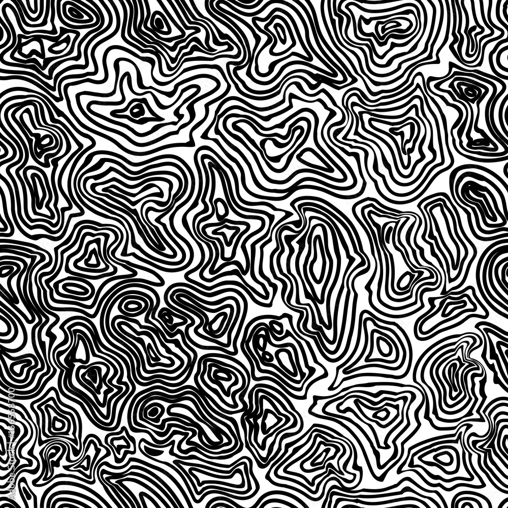 Black and white seamless pattern. Vector curls illustration. Monochrome background.