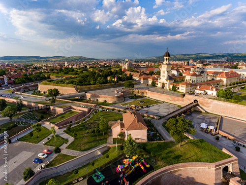 Alba Iulia Romania aerial view from helicopter