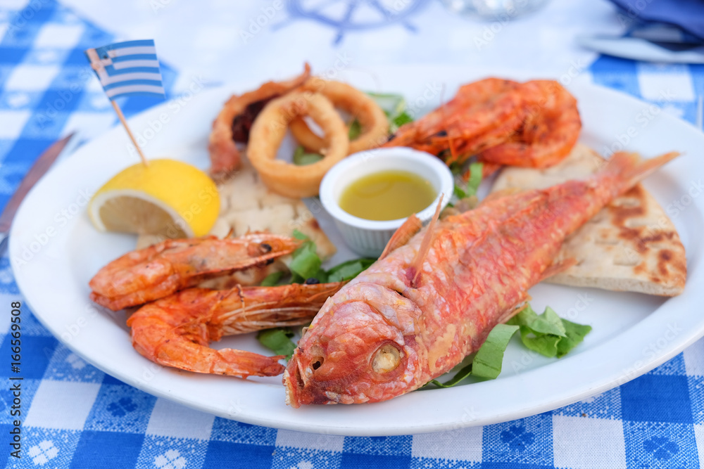 Traditional Greek fish plate meze Traditional Greek fish plate meze