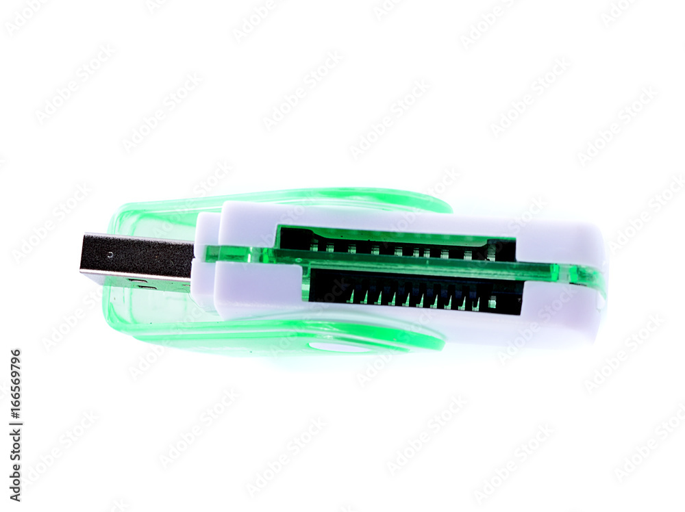 Memory card reader isolated on white background Memory card reader isolated on white background