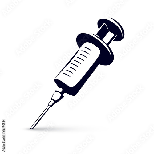 Vector illustration of disposable syringe isolated on white background. Get your flu shot marketing theme