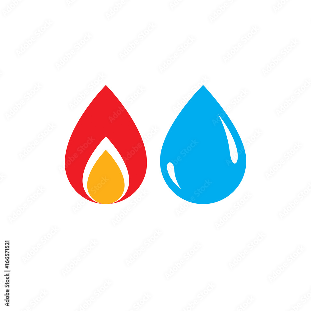 Combination of water and fire elements abstract logo, nature power.