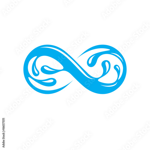 Freshwater conceptual blue vector emblem, infinity symbol. Water as the most important natural resource.