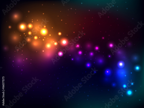 Abstract vector background with space and stardust. Beautiful neon background with glowing lights  postcard  invitation  poster  picture  card