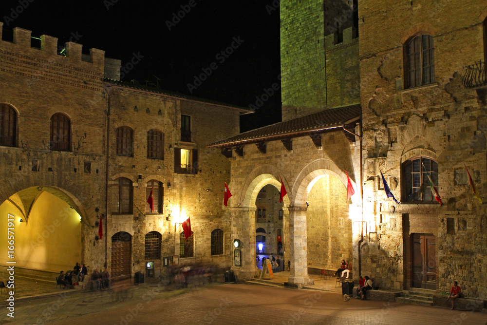 San Gimignano at night, Italy