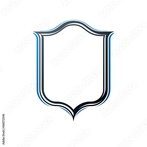 Vintage frame with clear copy-space, heraldic design, protection shield. Antique Coat of Arms decorative emblem isolated vector illustration.