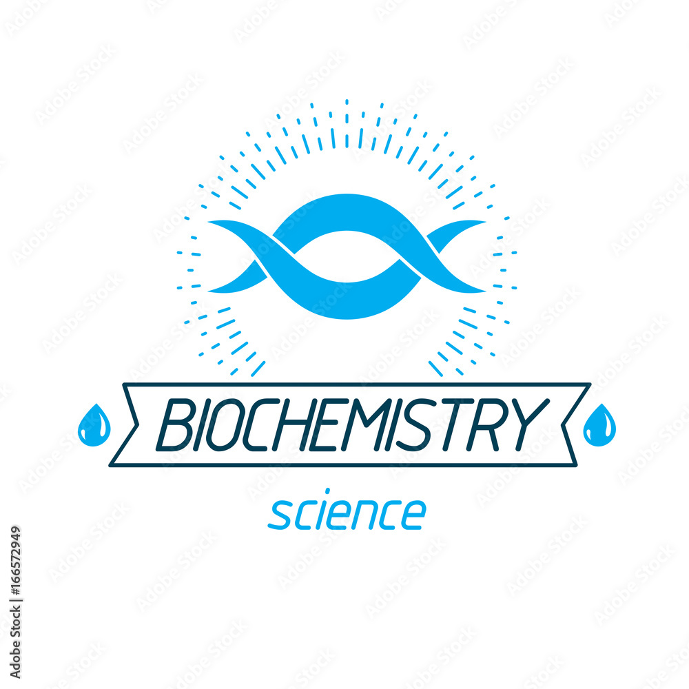 Vector model of human DNA strands. Biochemistry research conceptual abstract logotype can be used as the emblem of scientific organizations. Vector model of human DNA strands. Biochemistry research conceptual abstract logotype can be used as the emblem of scientific organizations.