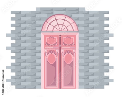 Vintage door facade Vectror. Main entrance illustration