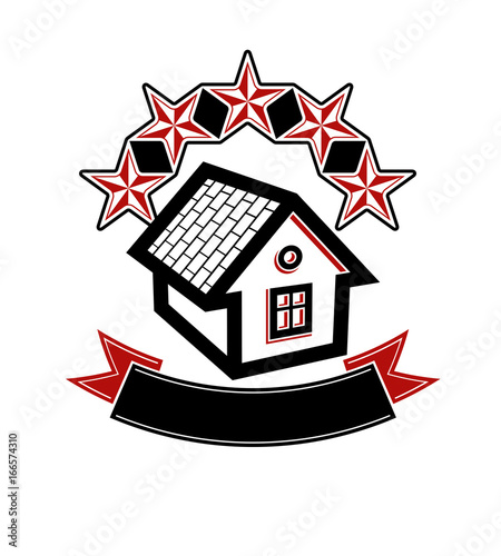Simple house with five star...