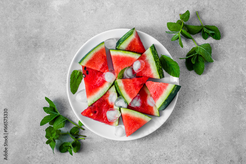 Juicy watermelon slice popsicles, cool, sweet dessert for summertime
