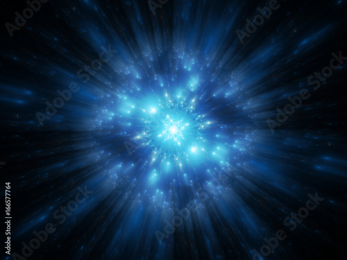 Blue glowing multidimensional object in space