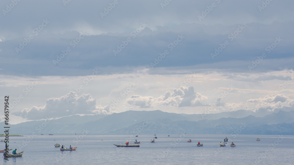 Fishermen on Kigale Lake Uganda Kongo