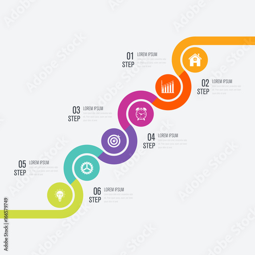 Modern infographics six circle process template