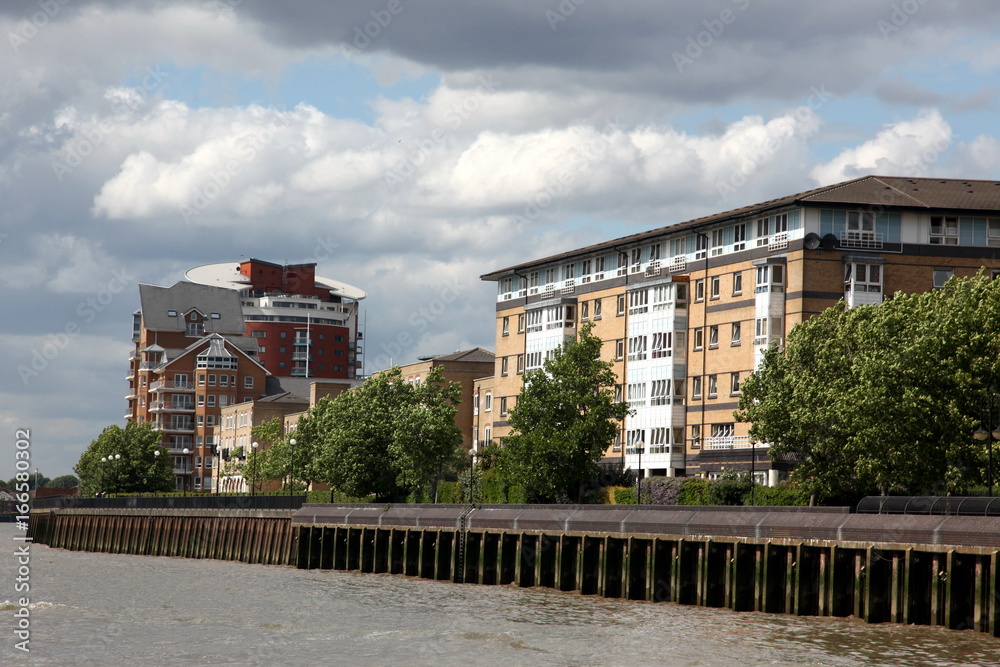 London, warehouse converted into apartments on the Thames in Lon