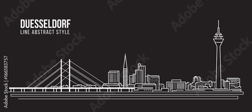 Foto Cityscape Building Line art Vector Illustration design - Duesseldorf city