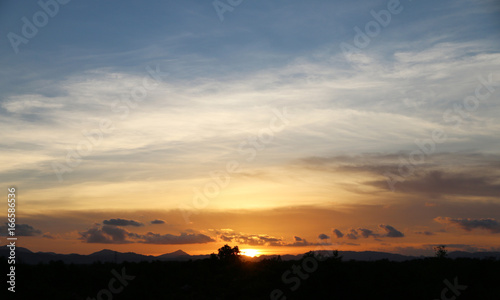 sunset and sky evening In tropical countries summer