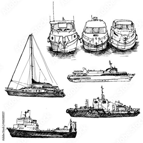 vector set of ships and boats