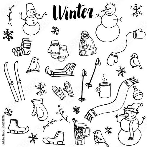 winter doodle set