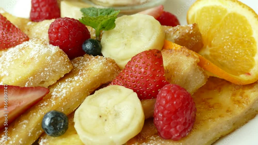 Honey toast mixed fruits
