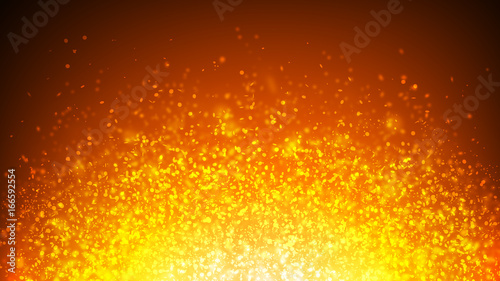 Dark Gold sparkle rays lights with bokeh elegant abstract background. Dust sparks in explosion background. Vintage or retro.
