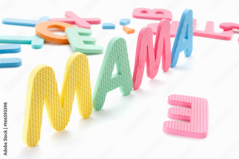 Inscription Mom from color letters concept Inscription Mom from color letters concept
