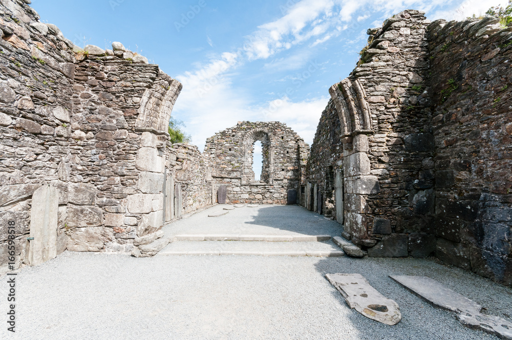 Ruins of the monastic cathedral at Glendalough, Ireland