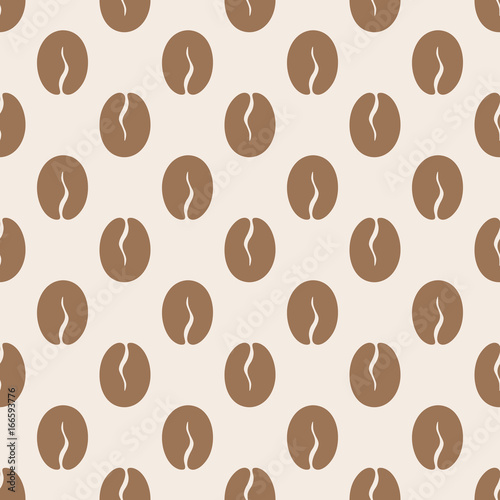 Coffee seamless pattern of brown grain on light background...