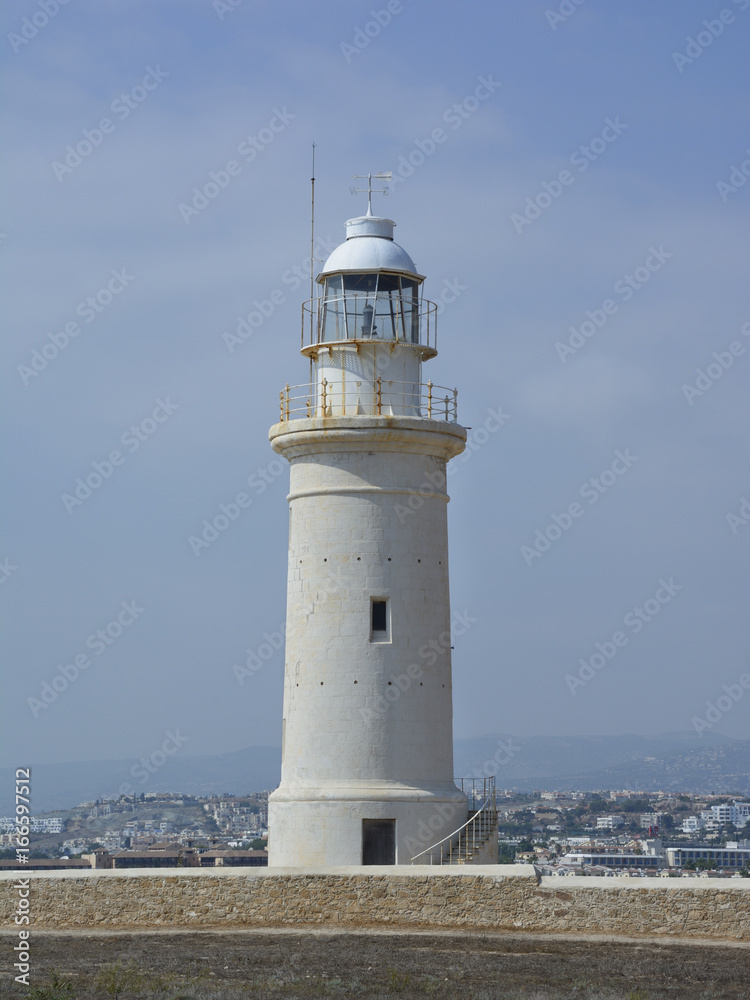 Old lighthouse in the town of Pathos on the island of Cyprus
